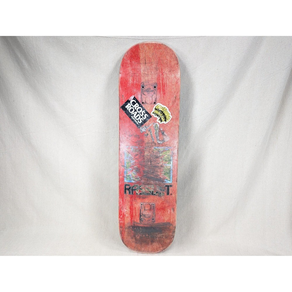 Vintage Real Skateboards Deck Red Wood Grain Crossroads Skateshop Sticker 31.5in